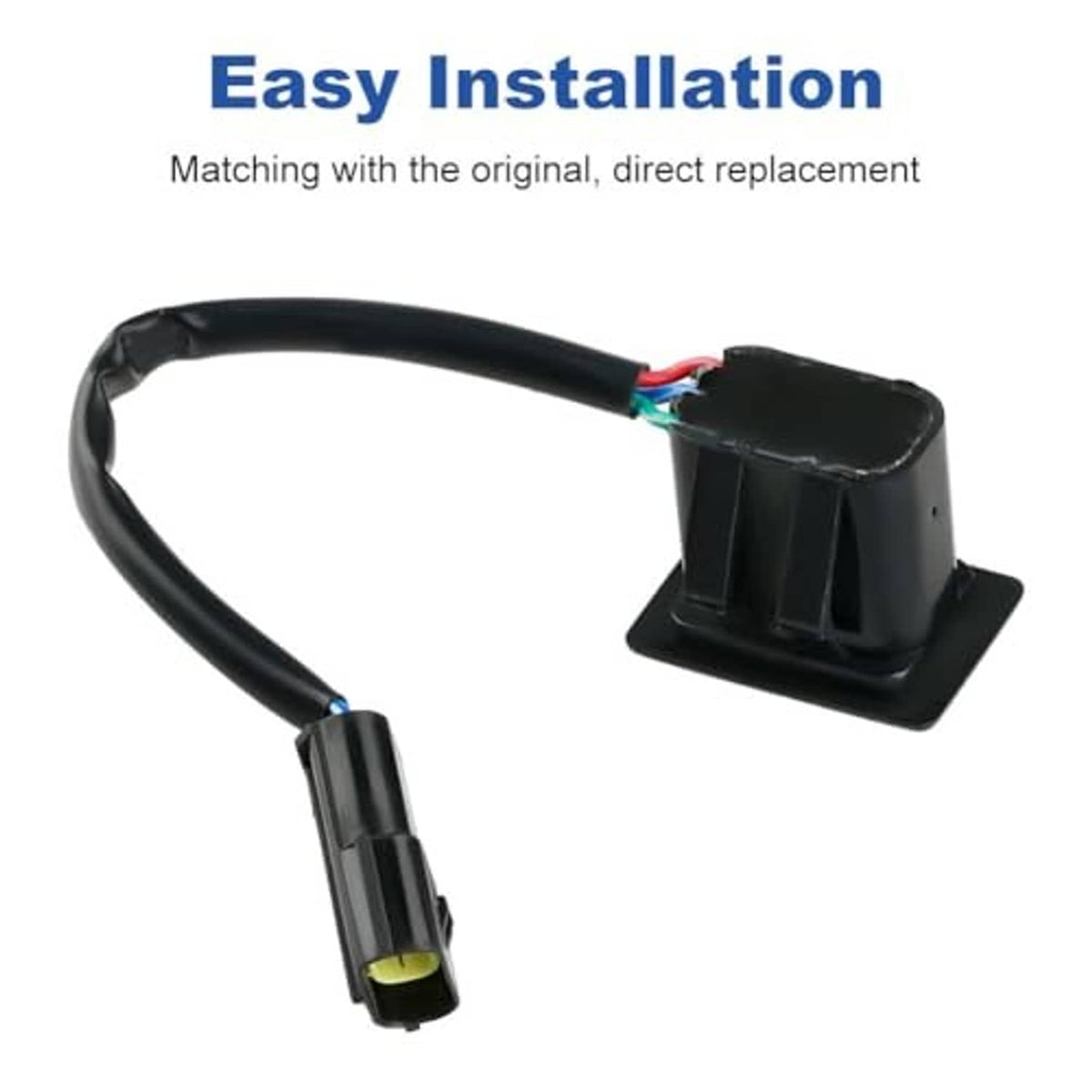 Black trim tilt switch with wiring lead and side-mounted connector housing