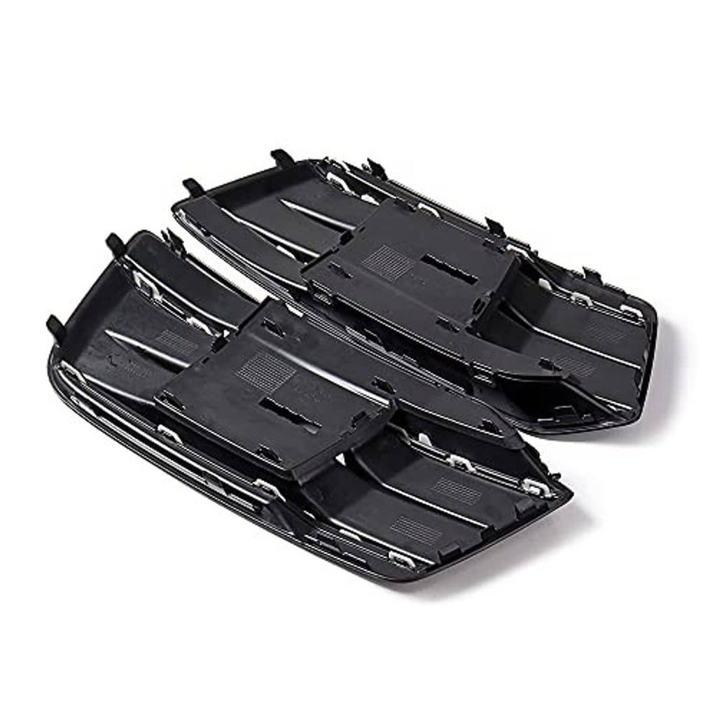 Glossy black front grille inserts, two-piece set, shown from above with mounting tabs