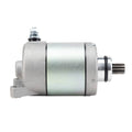 ATV starter motor assembly, silver housing with mounting bracket and small terminal cap.