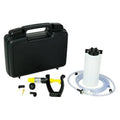 Brake and clutch bleeder kit with hard case, white bottle, and clear hose