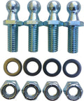 4 pack zinc ball stud bolts with flat washers and hex nuts, threaded shanks