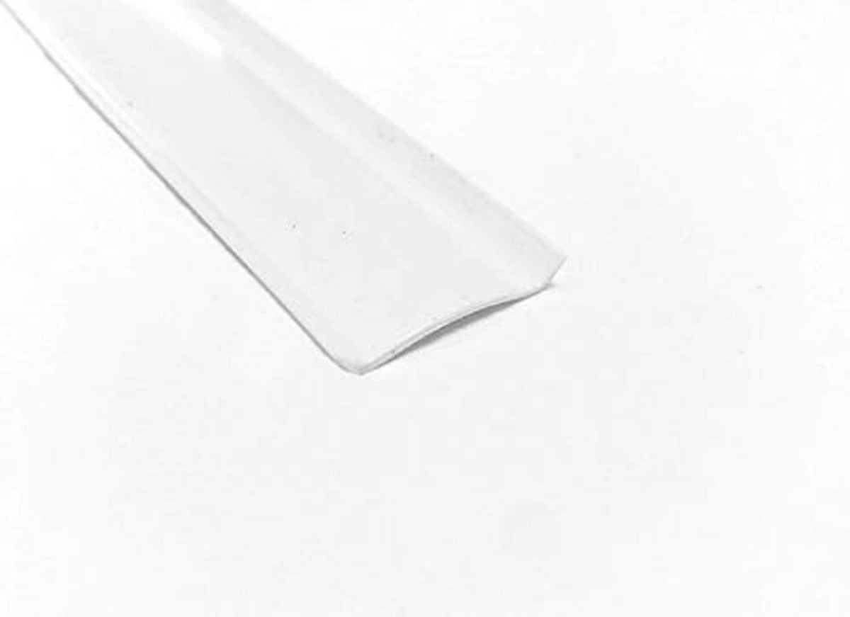 White vinyl screw cover trim molding with tapered lip, straight section