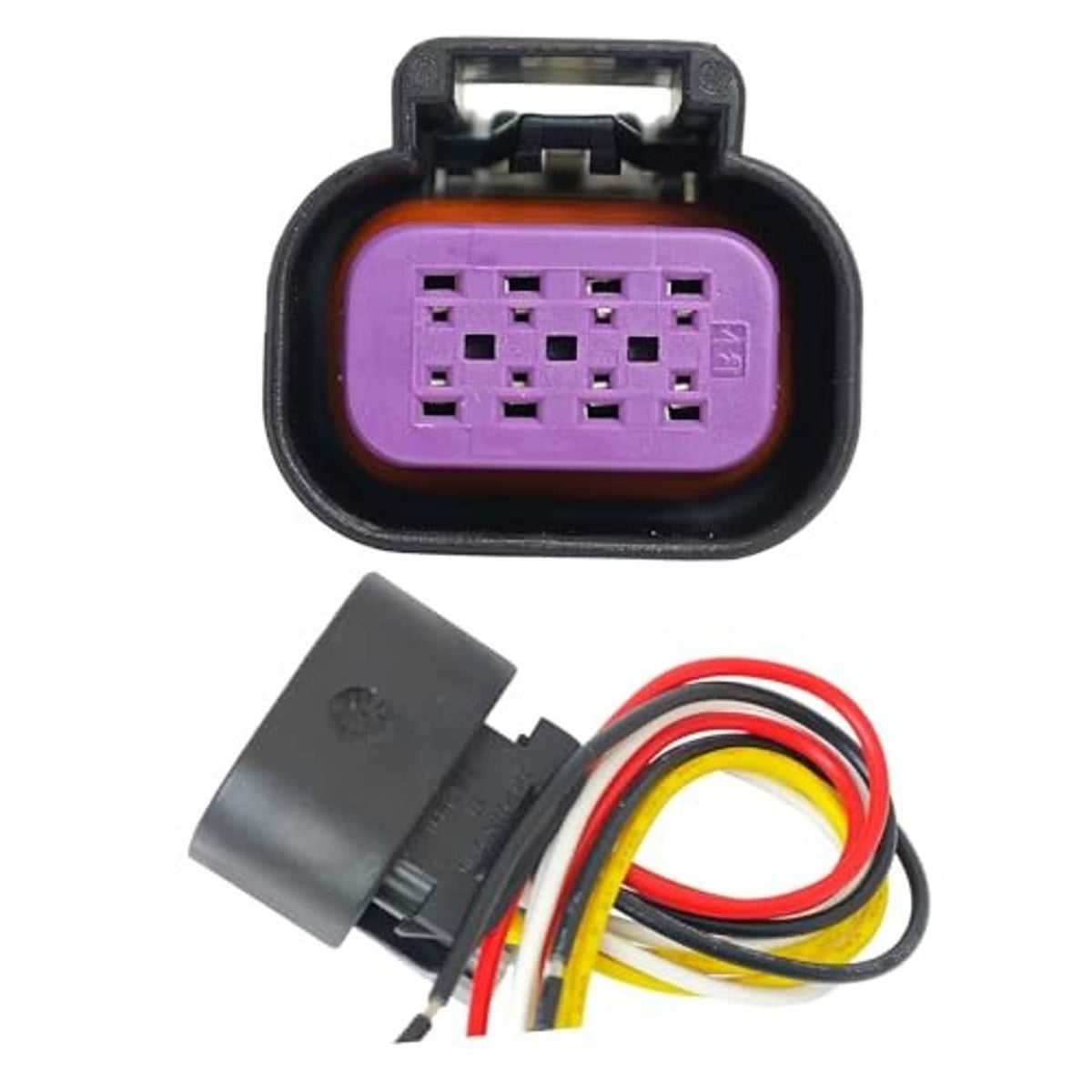 8-pin throttle body connector pigtail harness with purple socket, gray plug, and wire leads