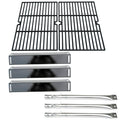 BBQ grill cooking grates with black heat plates and metal bars, replacement kit