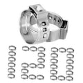 Stainless steel single-ear hose clamp rings, 3/4 in (19.4–22.6 mm), 120-pack