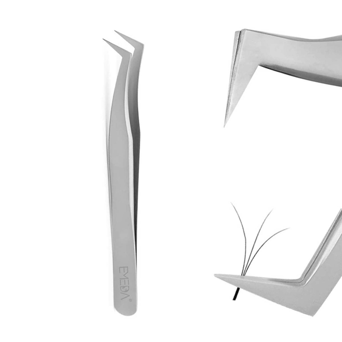 Emeda eyelash extension tweezers with angled precision tips for volume lash placement