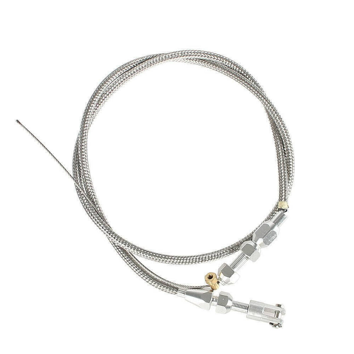 36-inch braided stainless steel throttle cable with adjuster and fittings