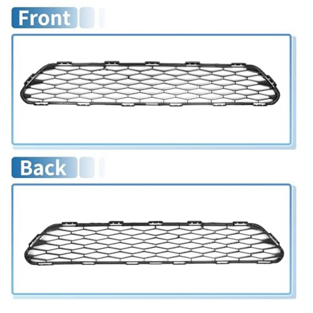 Front and back bumper grille inserts with white diamond mesh and black frames