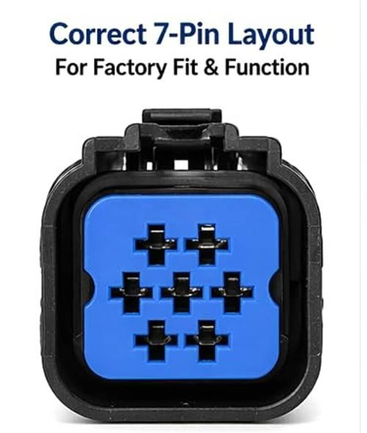 7-pin headlight connector pigtail blue plug with pin array in black housing