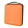 Orange EVA CD disc wallet with black zipper, protective hard case for storage