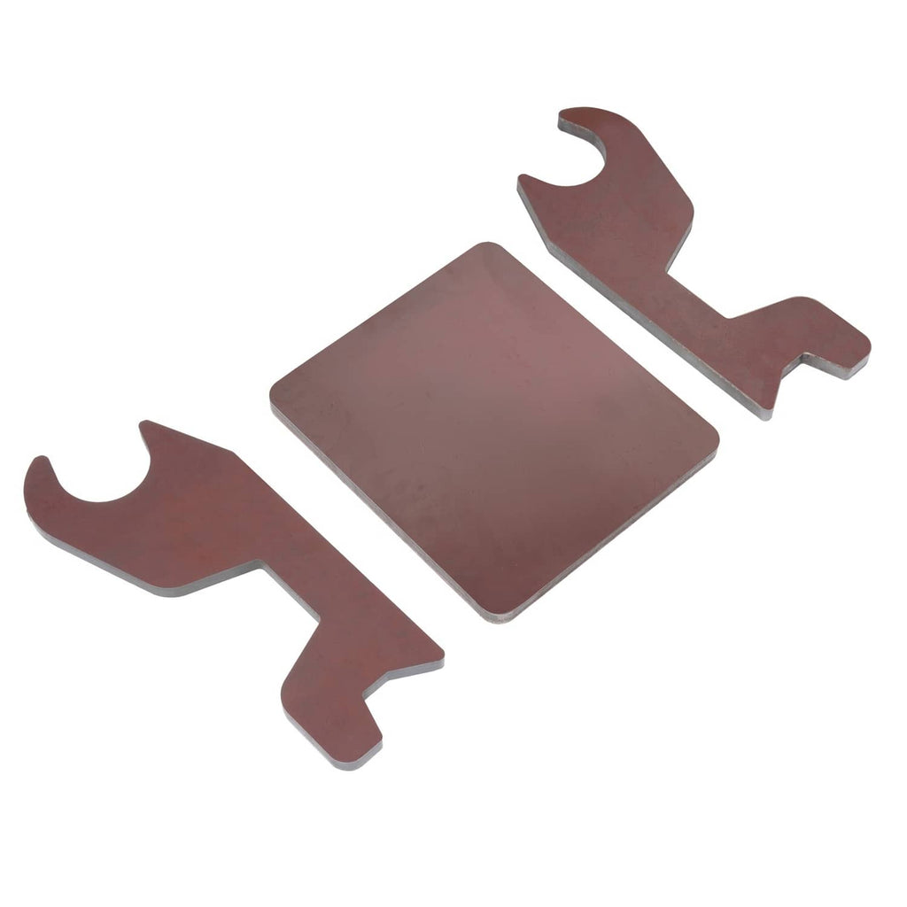Bucket ear attachment, brown steel plate with two claw-like mount pieces