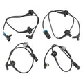 Set of four ABS wheel speed sensor cables with black connectors and blue clips