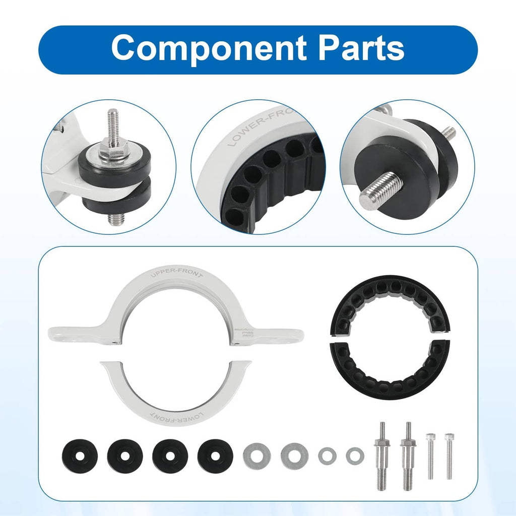 Driveshaft support bearing carrier kit: bearing, bushings, bolts, and washers, white/black