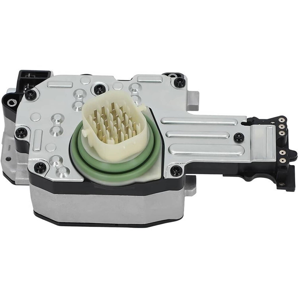 Transmission solenoid pack with green seal and multi-pin connector on gray housing