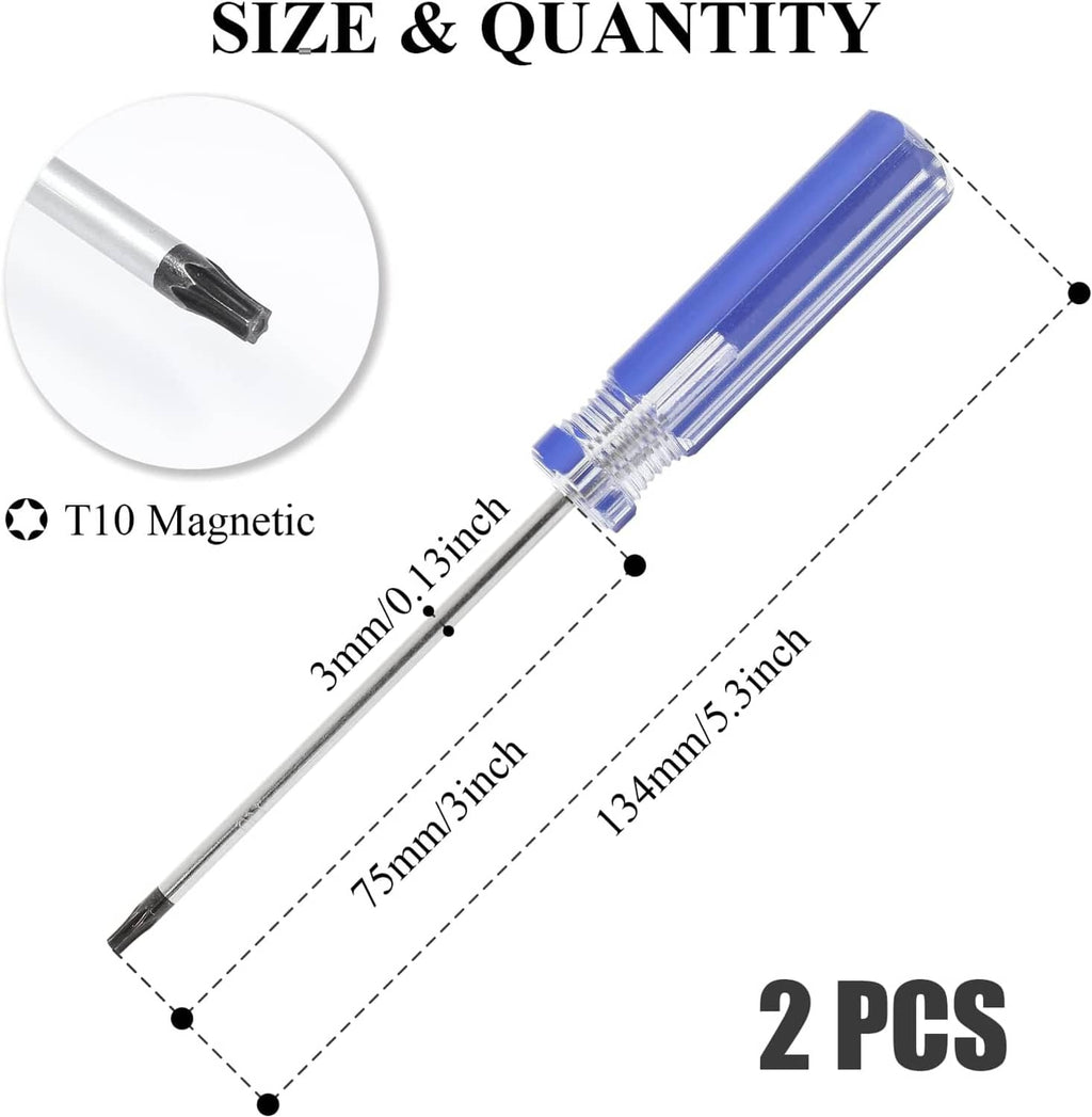 T10 magnetic Torx screwdriver, 3-inch steel shaft, blue handle