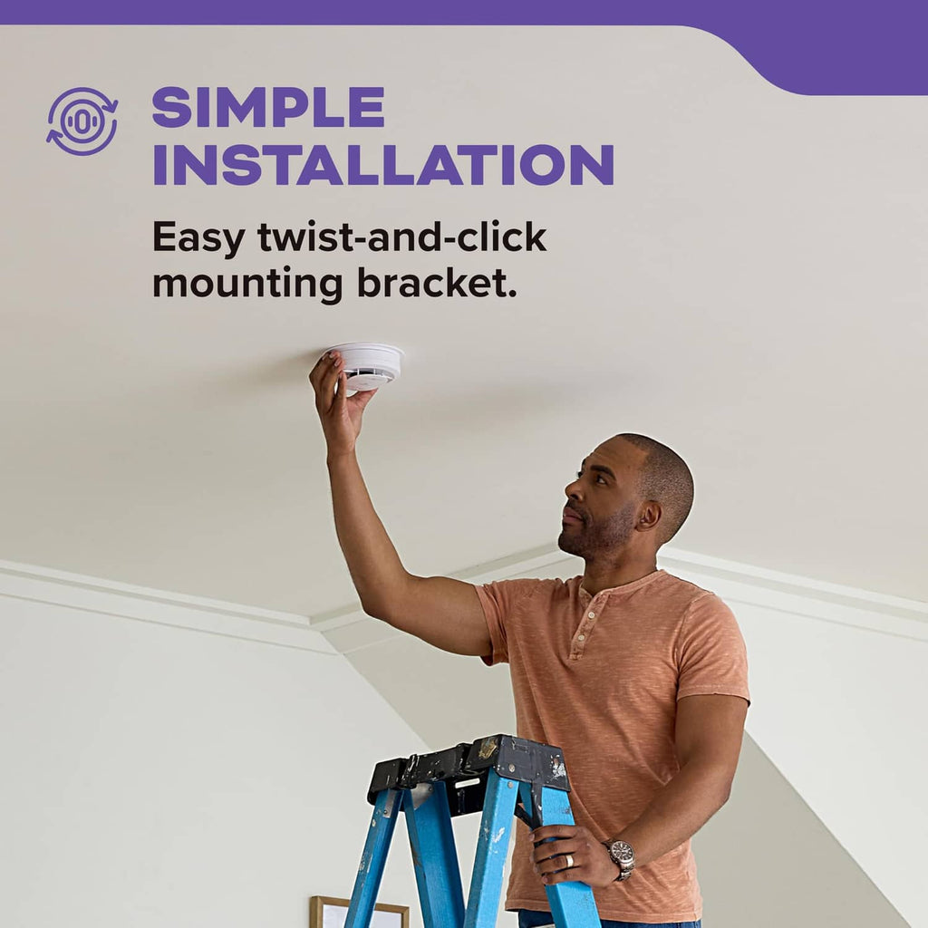 Kidde smoke and carbon monoxide detector with twist-and-click mounting bracket installation