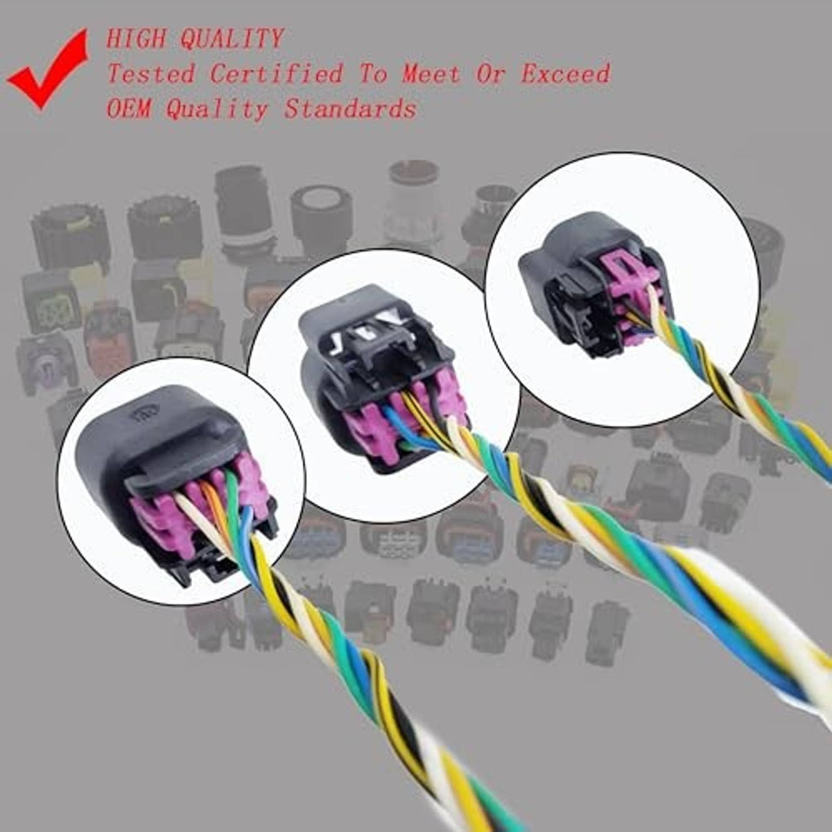 Electronic throttle body harness connector plug with gray housing and multi-wire leads