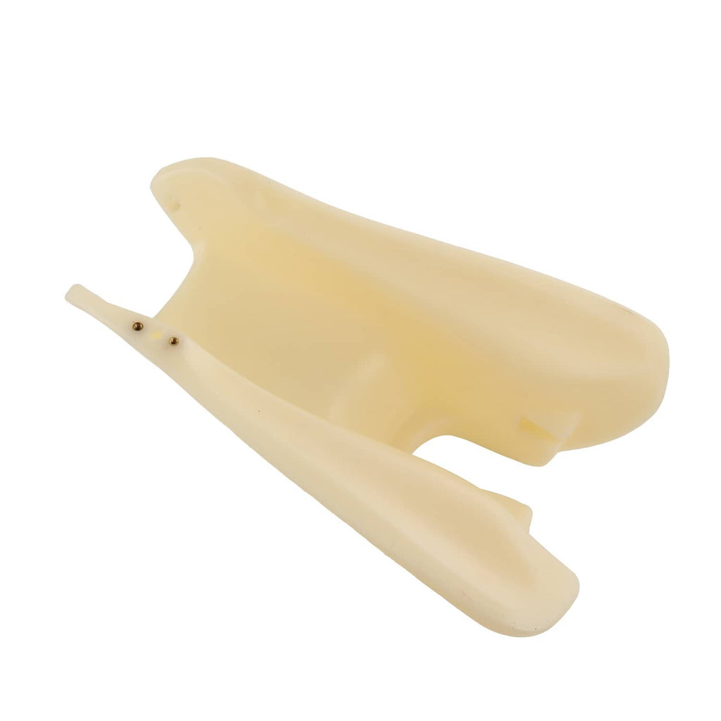 Plastic fuel tank for ATV, light tan with mounting holes and side cutouts