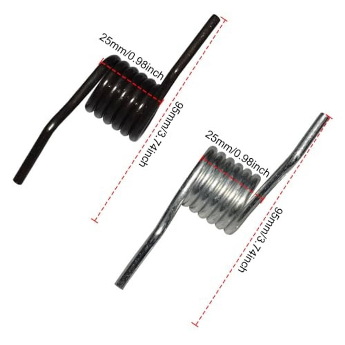 Hydraulic car jack spring replacement handle springs with measured coil lengths and angles