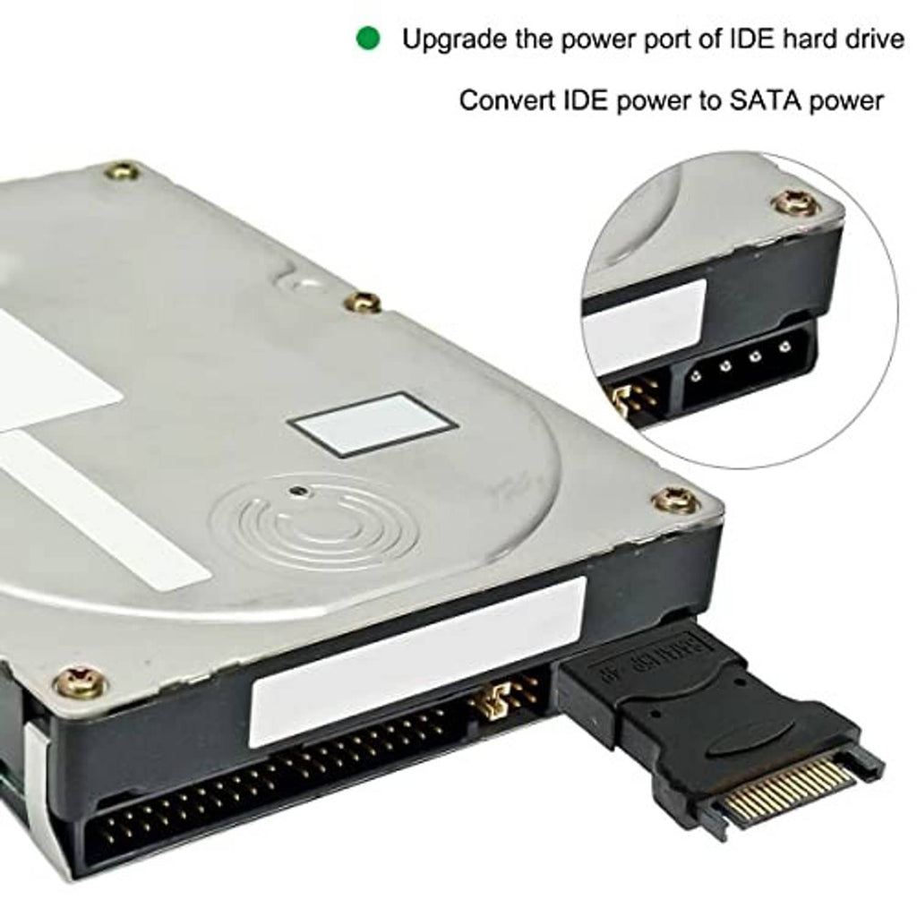 Compact SATA to Molex adapter with gold-pin connector and black body