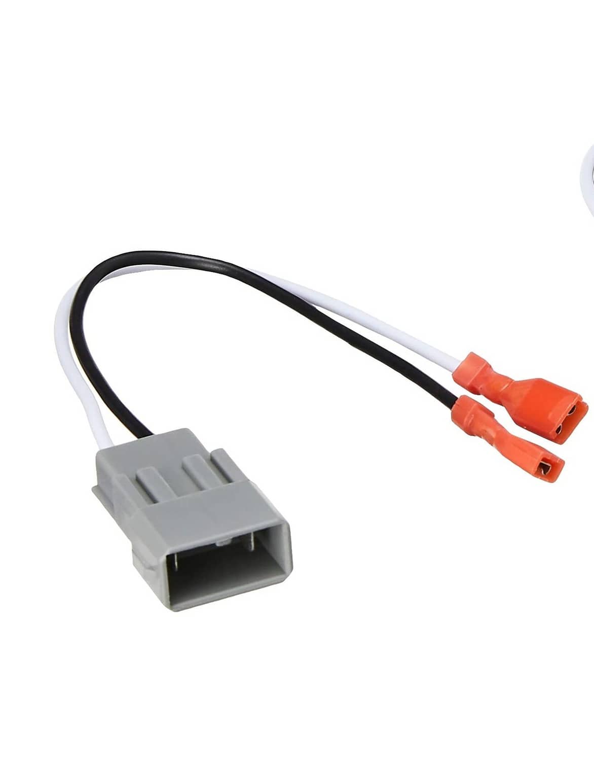 Gray wiring harness adapter with single large plug and orange connection ends