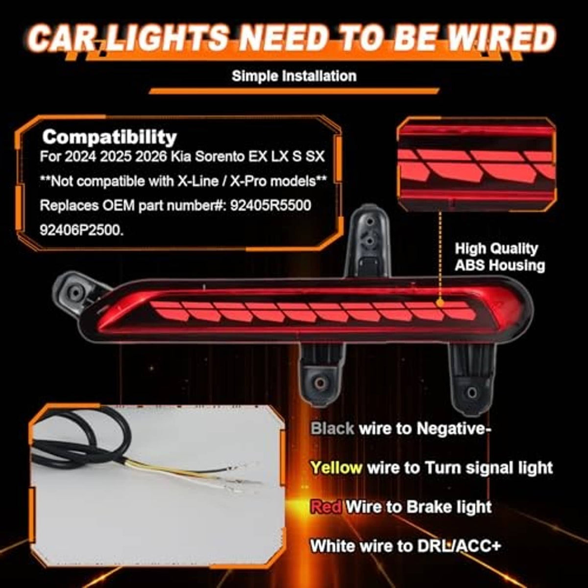 Red LED rear bumper reflector light with ribbed lens and metal mounting bracket.