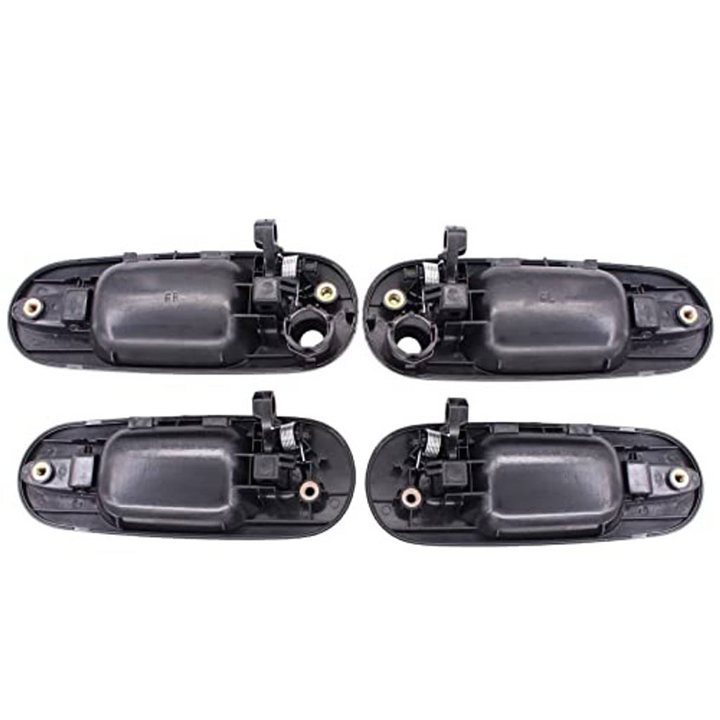 Set of four exterior door handles shown from inside backs with mounting clips