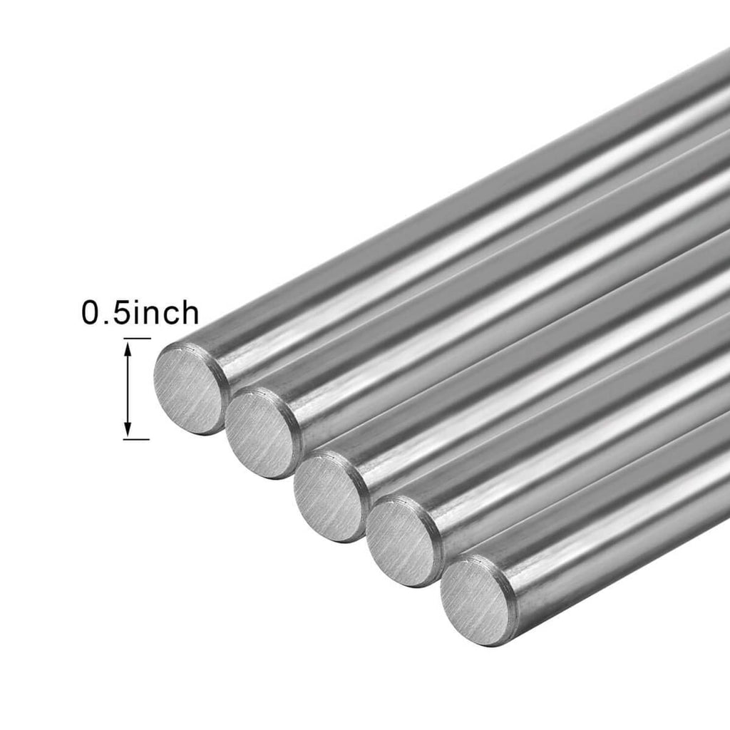 0.5-inch diameter steel winding rods with rounded ends, close-up
