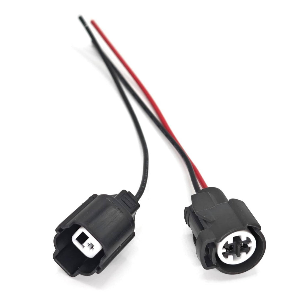 Oil pressure switch wire pigtail kit, pair of black connectors on red and black wires