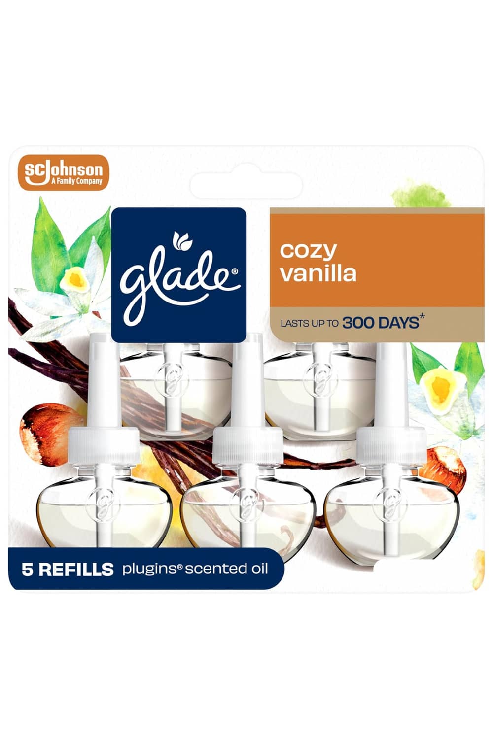 Glade PlugIns cozy vanilla scented oil refill pack with 5 refill plugs