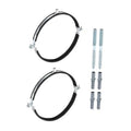 Two-piece split ring pipe hanger clamps with black rubber bands and galvanized bolts