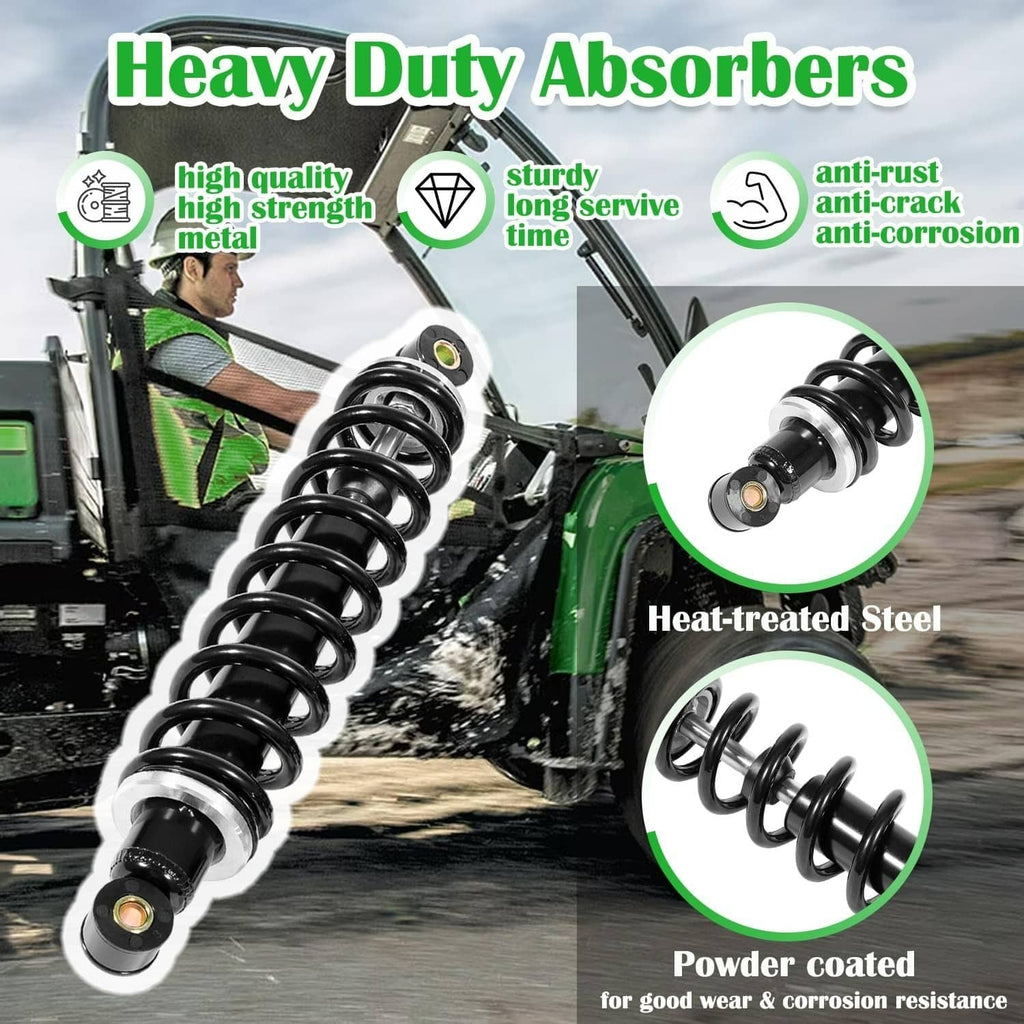 Heavy-duty shock absorber set with black coil springs and powder-coated silver parts