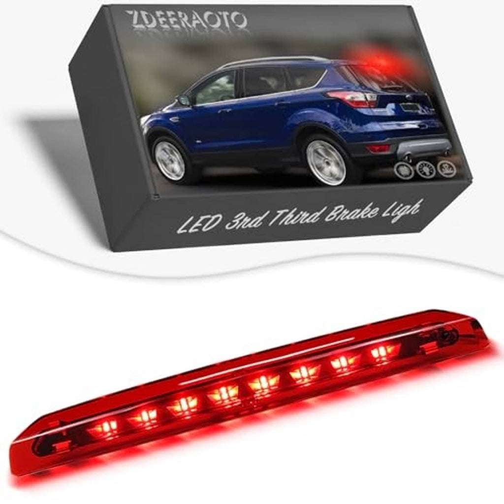 LED third brake light bar with lit red LED strip, angled view