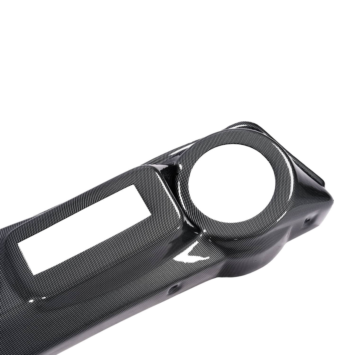 Golf cart dashboard cover, carbon fiber style black with side corner and round opening