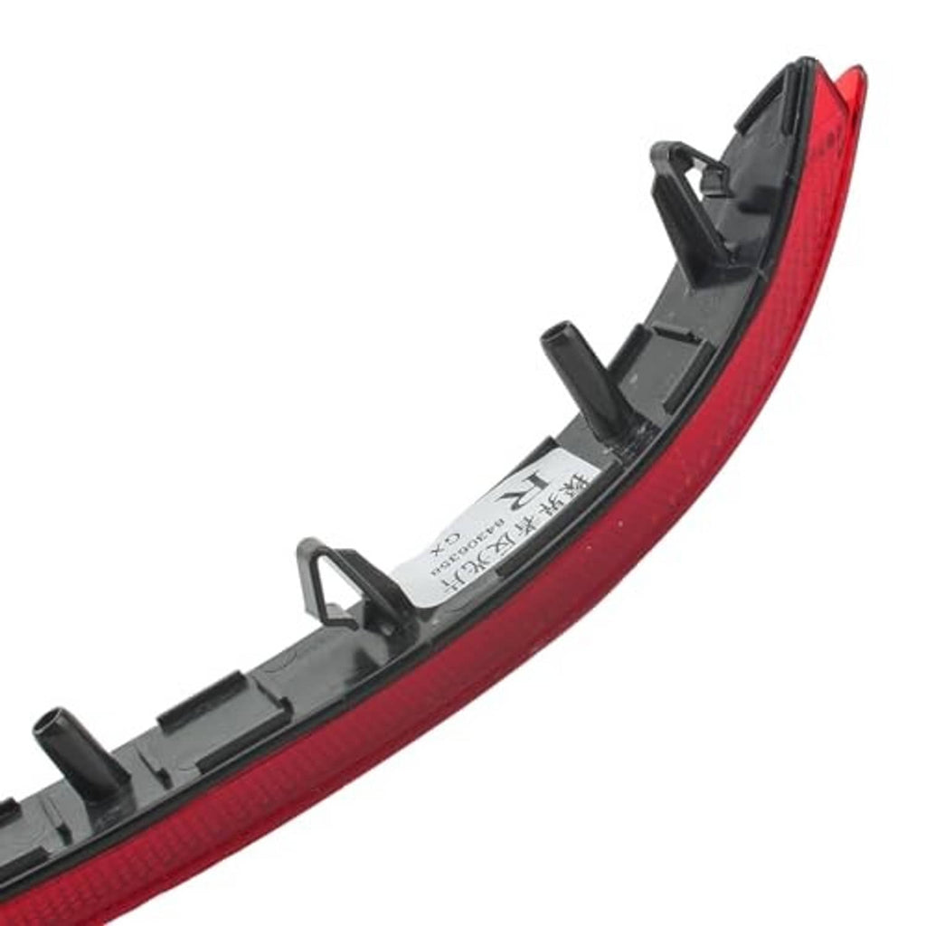 Red rear bumper reflector bar with black clips and mounting tabs