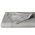 Light grey queen flat sheet with neatly folded hem and stitched edge