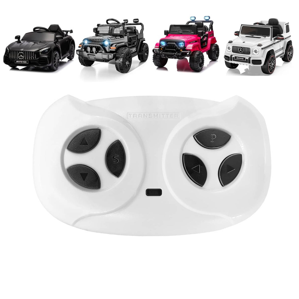 White 2.4G Bluetooth remote controller with four directional buttons and power toggle