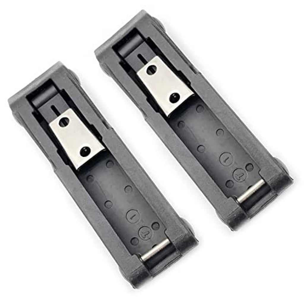 Front latch brackets set, black rubber with silver mounting hardware (2-pack)
