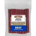 Beef sausage snack sticks in resealable bag, naturally smoked