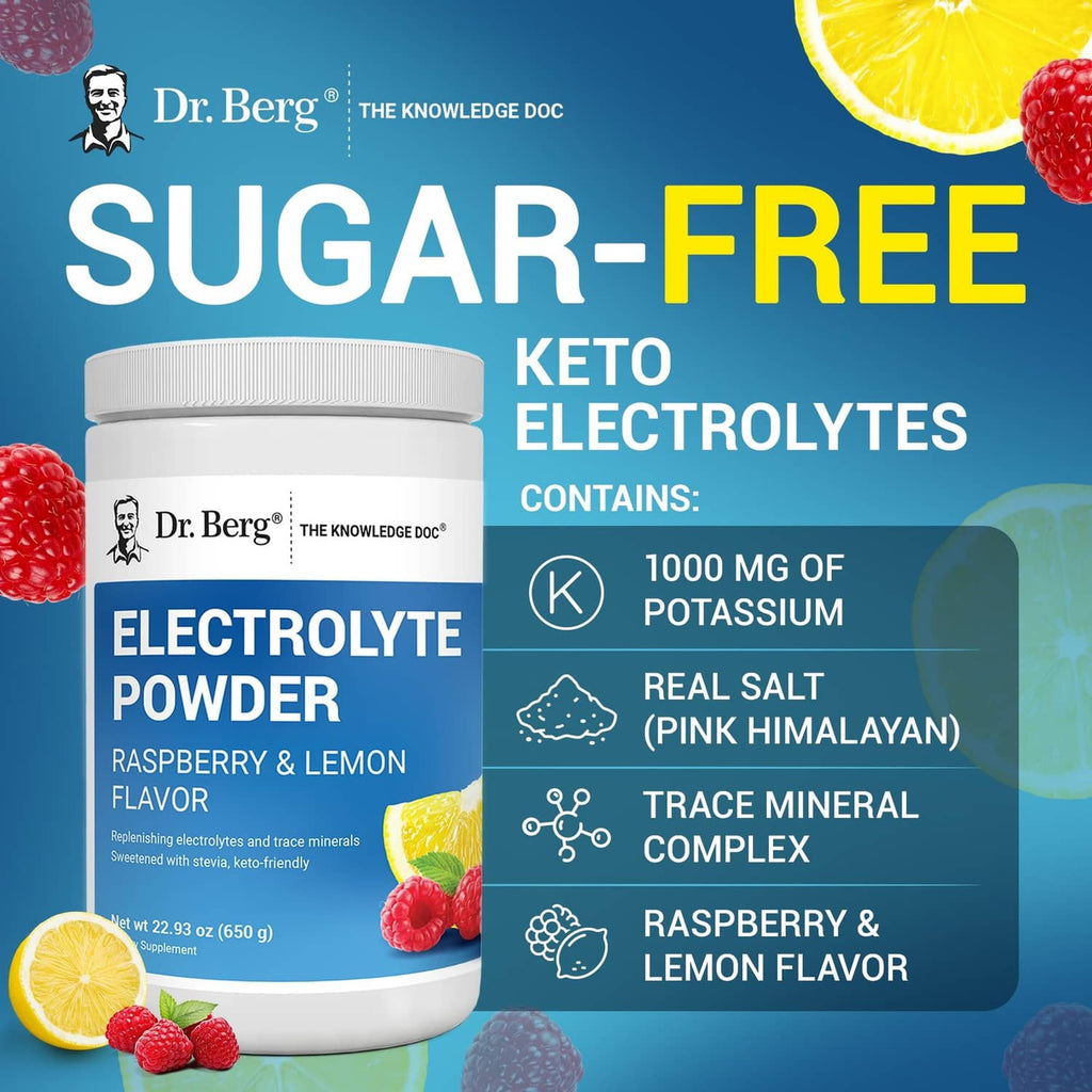 Sugar-free keto electrolyte powder tub, raspberry & lemon flavor
