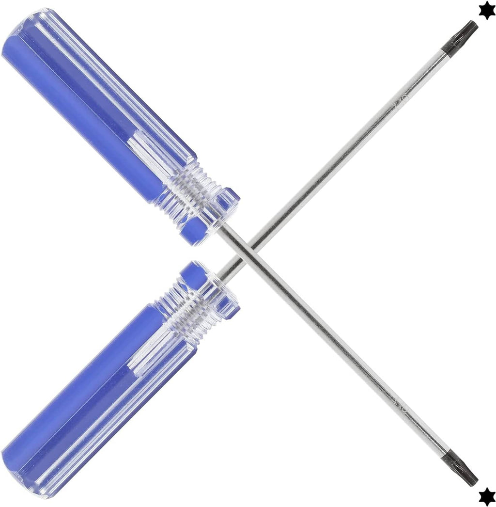 2-piece T10 tamper-proof Torx screwdriver set with blue handles and magnetic tips