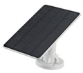 Solar panel charger with black photovoltaic surface and white mounting bracket