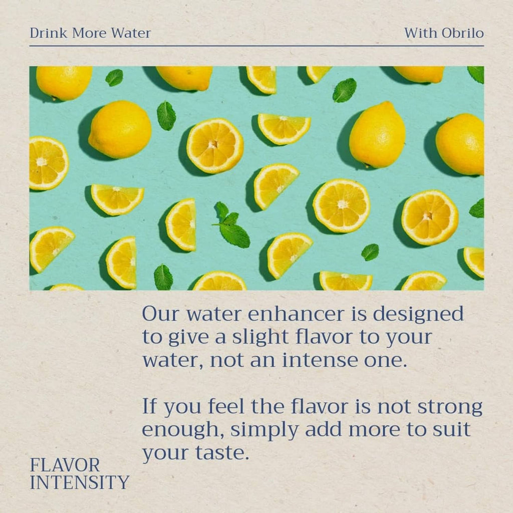 Water enhancer flavor drops promotional card with lemon and mint pattern