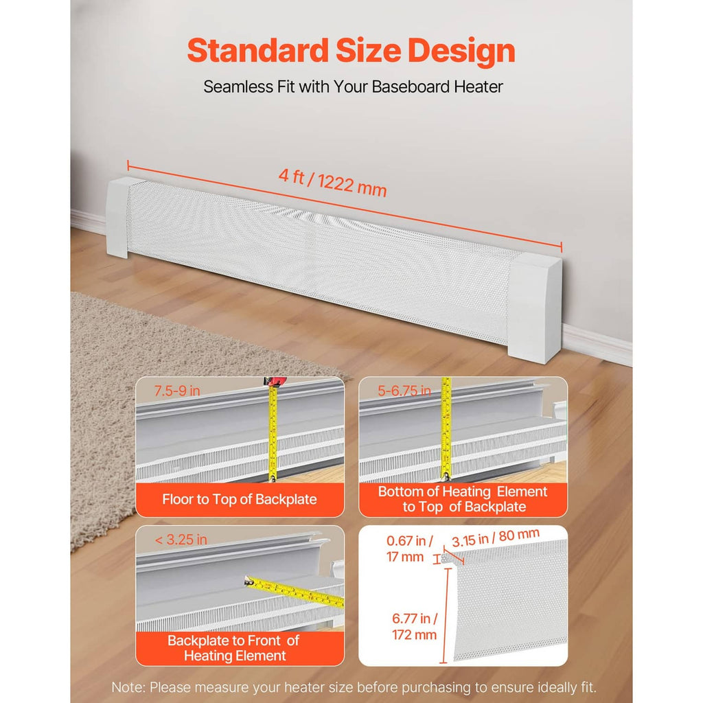White 4 ft baseboard heater cover with textured front and side end panels
