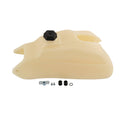 Plastic fuel tank with black gas cap and included mounting hardware, beige
