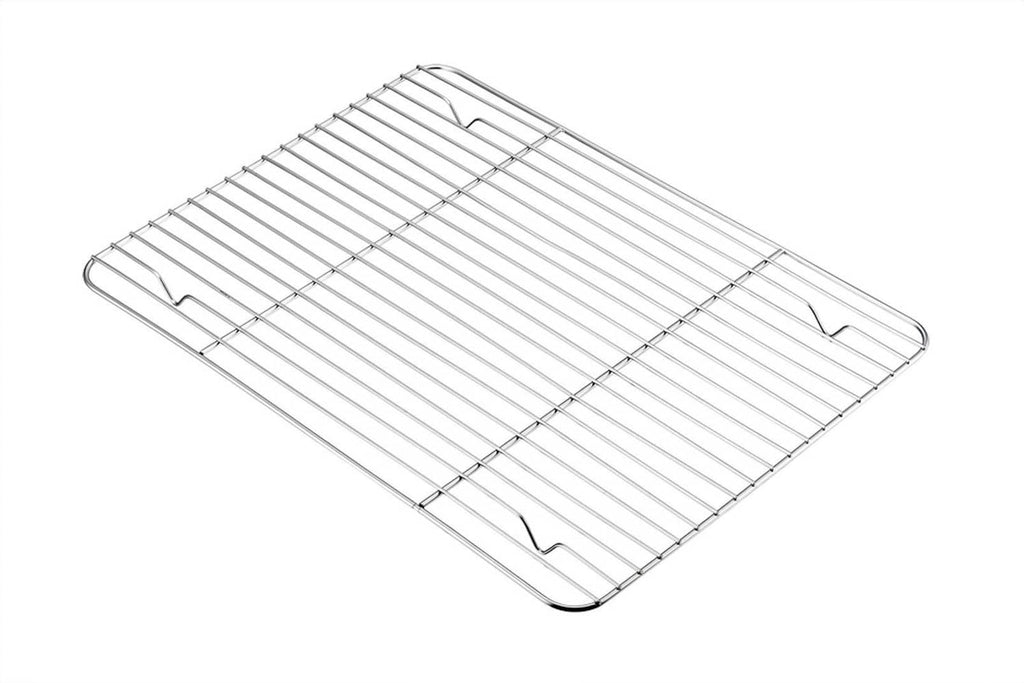 Rectangular wire cooling rack with side handles for baking sheet