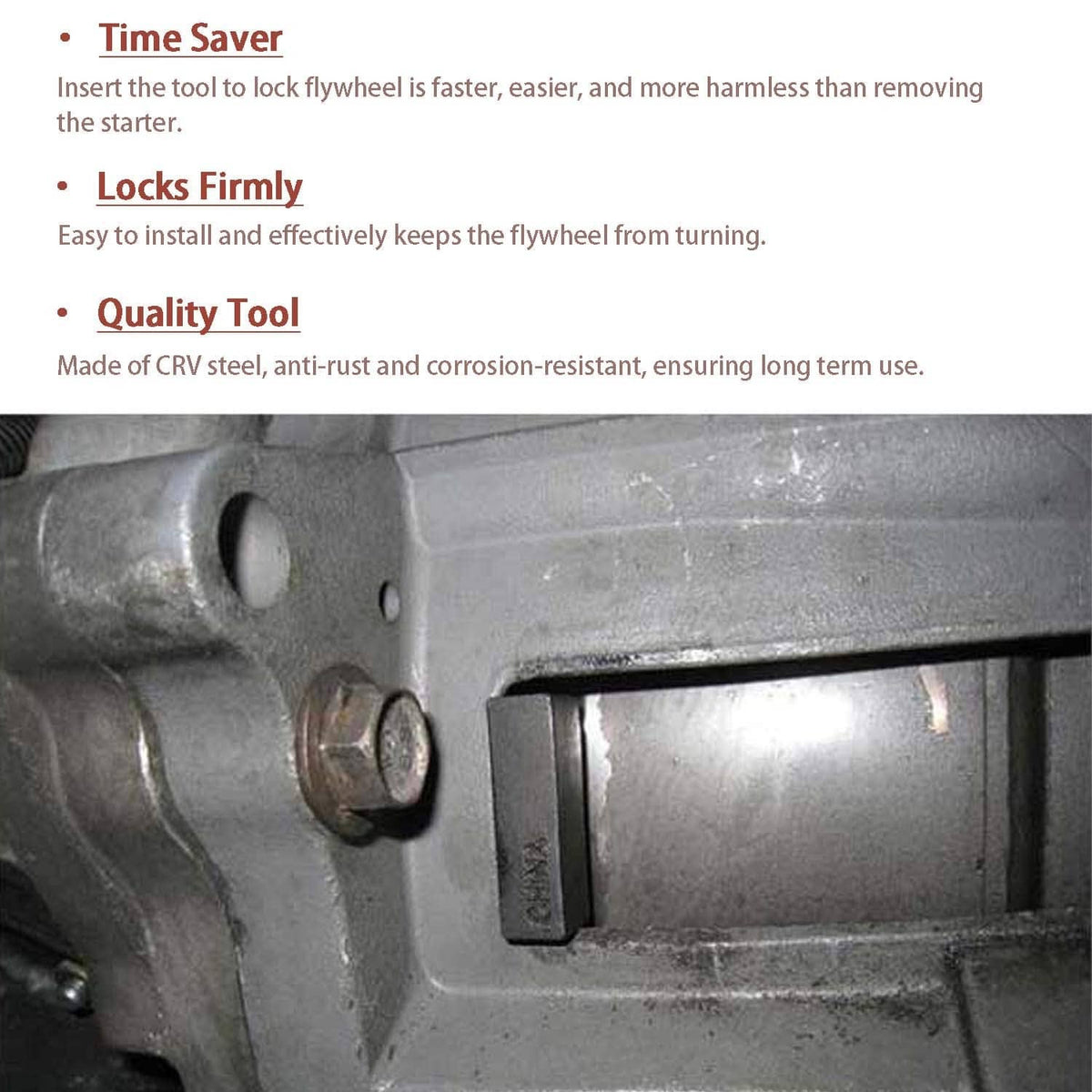 Metal transmission housing with locking tool inserted into opening