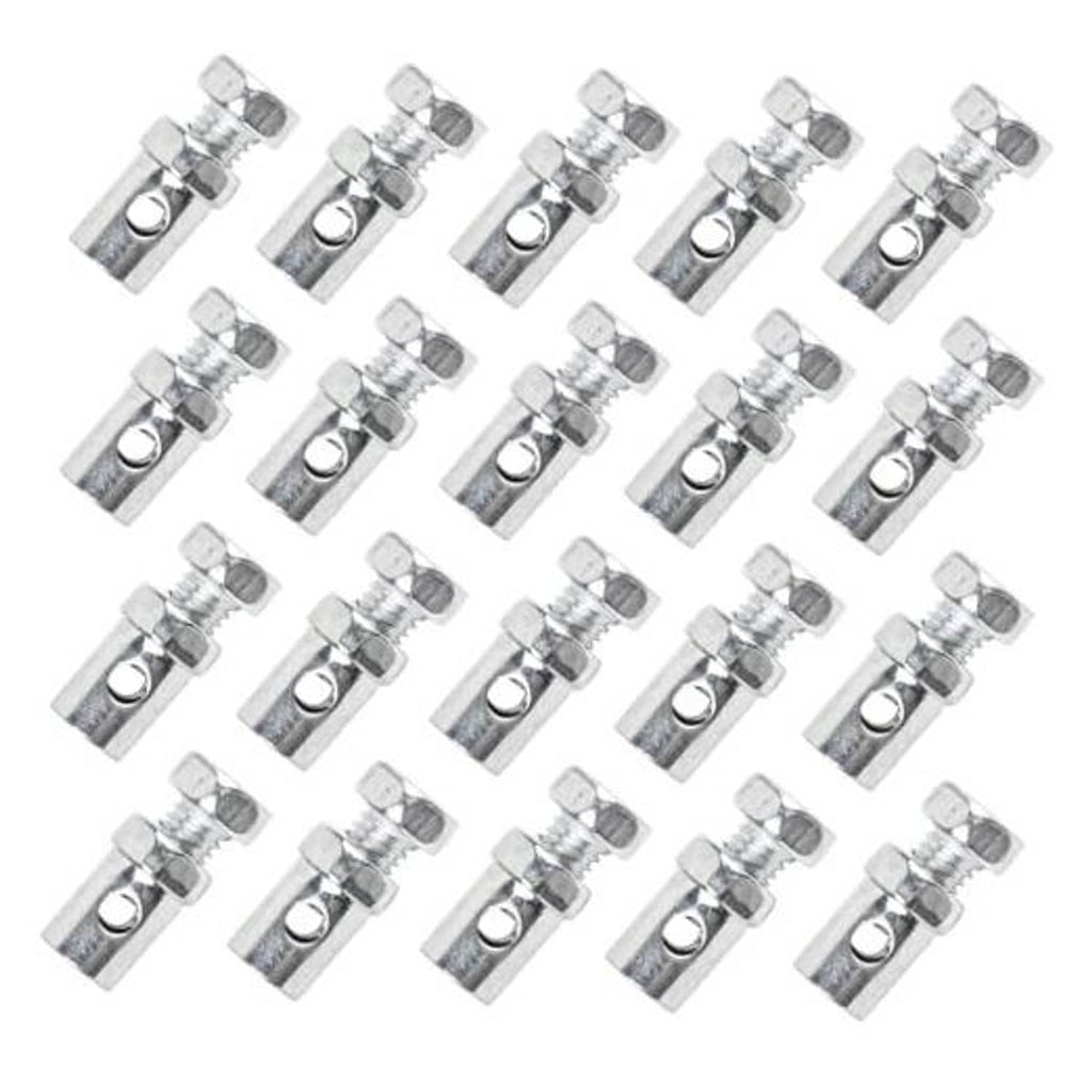 Throttle cable end connectors, chrome-plated set with threaded hex heads and loop holes