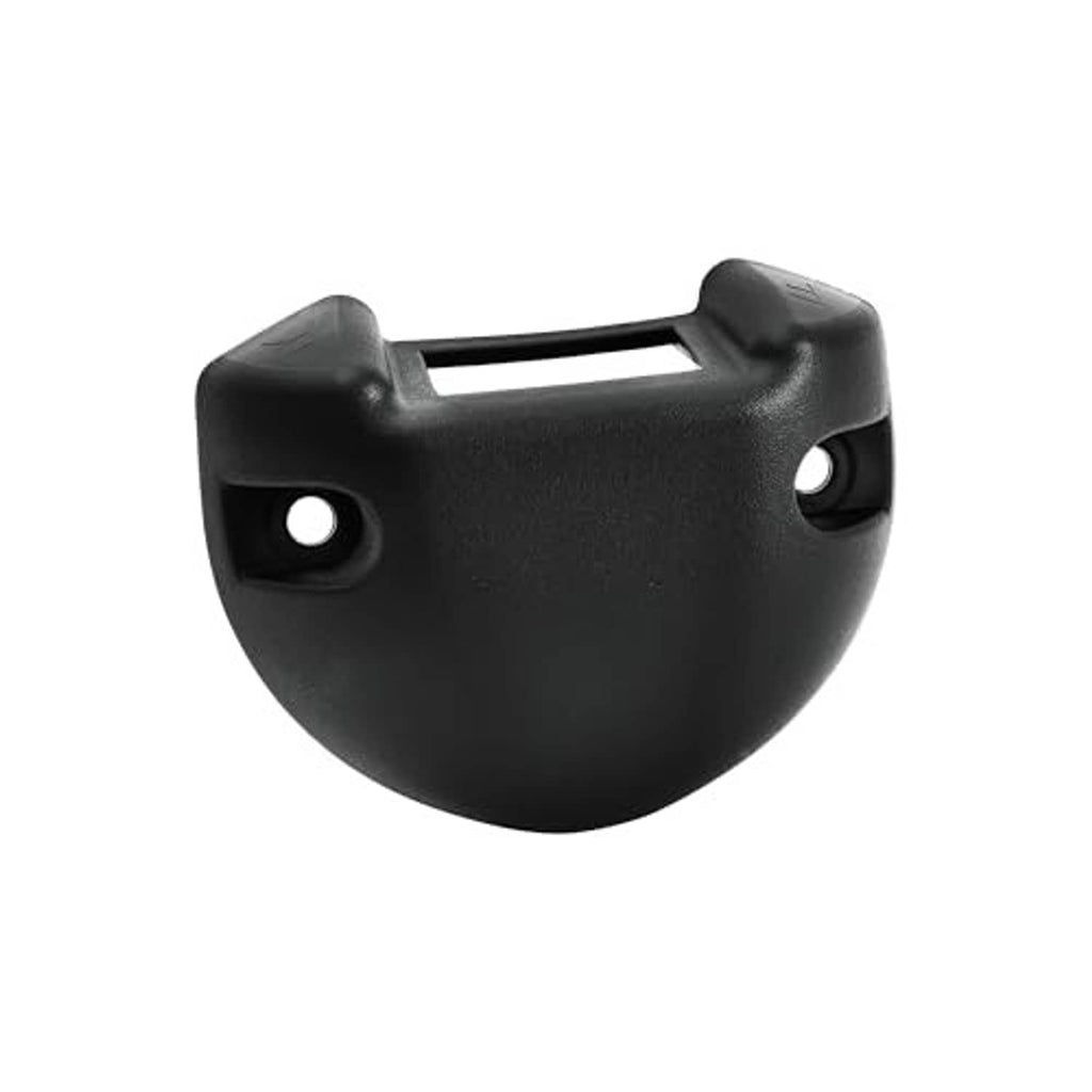 Black plastic switch housing base cover, curved half-dome shape with two side holes