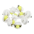 Set of 10 T5 LED dashboard bulbs with white holders and green-yellow LED chips
